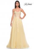 Picture of: Sweetheart Strapless Gown with Beautiful Lace Applique in Pale Yellow, Style: 32082, Detail Picture 7