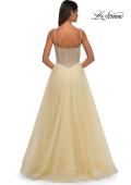 Picture of: Tulle A-line Prom Dress with Rhinestone Detail on Corset Top in Pale Yellow, Style: 32675, Detail Picture 7