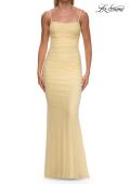 Picture of: Ruched Jersey Gown with Low Rhinestone Detail Back in Pale Yellow, Style: 33560, Detail Picture 7