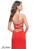 Picture of: Long Strapless Form Fitting Dress with Beaded Straps in Papaya, Style: 26253, Back Picture