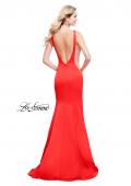 Picture of: Satin Mermaid Prom Gown with Mesh and Scoop Back in Papaya, Style: 26076, Detail Picture 3