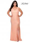 Picture of: Printed Sequin Plus Size Dress for Curves with V-Neck in Peach, Style: 29001, Detail Picture 1