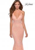 Picture of: Sequin Lace Mermaid Prom Dress with Sheer Bodice in Peach, Style: 28647, Main Picture