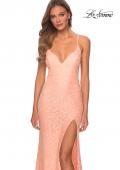 Picture of: Sequin Lace Prom Dress with Plunging Neckline in Peach, Style: 28359, Detail Picture 8