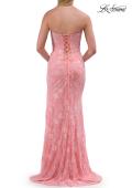 Picture of: Strapless Lace Corset Gown with Slit and Lace-Up Back in Peach, Style: 33768, Detail Picture 11