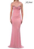 Picture of: Strapless Embellished Corset Gown with Lace-Up Back in Peach, Style: 33738, Detail Picture 13