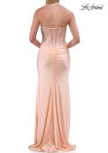 Picture of: Strapless Rhinestone Corset Gown with High Slit in Peach, Style: 33526, Detail Picture 14