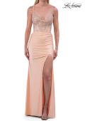 Picture of: Lace Corset Gown with High Slit and Lace-Up Back in Peach, Style: 33505, Detail Picture 17