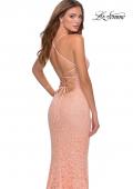 Picture of: Sequin Lace Mermaid Prom Dress with Sheer Bodice in Peach, Style: 28647, Back Picture
