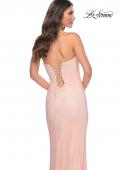 Picture of: Rhinestone Fishnet Dress with Bustier Bodice and Lace Up Back in Pink, Style: 32416, Back Picture