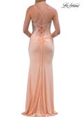 Picture of: Lace Corset Gown with High Slit and Lace-Up Back in Peach, Style: 33505, Detail Picture 18