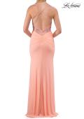 Picture of: Embroidered Corset Gown with Sheer Bodice and High Slit in Peach, Style: 33783, Detail Picture 20