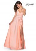 Picture of: A-line Gown with Double Rhinestone Belt Detail in Peach, Style: 28385, Detail Picture 1
