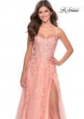 Picture of: A-line Prom Dress with Cascading Lace Detail in Peach, Style: 28503, Detail Picture 1