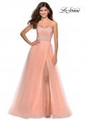 Picture of: Tulle A-line Ball Gown with Net Beaded Bodice in Peach, Style: 28559, Detail Picture 1