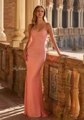 Picture of: Rhinestone Jersey Gown with Open Lace-Up Back in Peach, Style: 33863, Detail Picture 1