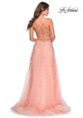 Picture of: A-line Prom Dress with Cascading Lace Detail in Peach, Style: 28503, Detail Picture 2