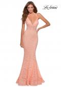 Picture of: Sequin Lace Mermaid Prom Dress with Sheer Bodice in Peach, Style: 28647, Detail Picture 3