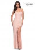 Picture of: Rhinestone Fishnet Dress with Bustier Bodice and Lace Up Back in Pink, Style: 32416, Detail Picture 3