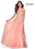 Picture of: A-line Prom Dress with Cascading Lace Detail in Peach, Style: 28503, Detail Picture 4