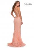 Picture of: Sequin Lace Mermaid Prom Dress with Sheer Bodice in Peach, Style: 28647, Detail Picture 4