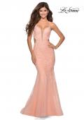 Picture of: Mermaid Tulle Gown with Floral Lace and Rhinestones in Peach, Style: 28768, Detail Picture 5
