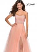 Picture of: Tulle A-line Ball Gown with Net Beaded Bodice in Peach, Style: 28559, Detail Picture 6
