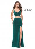 Picture of: Long Jersey Two Piece Prom Dress with Side Cut Outs in Peacock, Style: 25597, Main Picture
