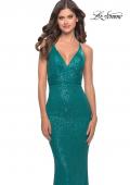 Picture of: Simple Line Sequin Dress with Lace Up Back in Peacock, Style: 31362, Main Picture