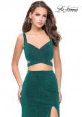 Picture of: Long Jersey Two Piece Prom Dress with Side Cut Outs in Peacock, Style: 25597, Detail Picture 3