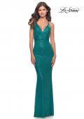 Picture of: Simple Line Sequin Dress with Lace Up Back in Peacock, Style: 31362, Detail Picture 3