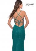 Picture of: Simple Line Sequin Dress with Lace Up Back in Peacock, Style: 31362, Detail Picture 4