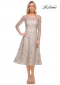 Picture of: Tea Length Dress with Full Skirt in Lace in Silver, Style: 30004, Main Picture