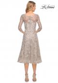 Picture of: Tea Length Dress with Full Skirt in Lace in Silver, Style: 30004, Back Picture