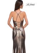 Picture of: Fitted Metallic Jersey Prom Dress with Corset Style Top in Penny , Style 32877, Detail Picture 24