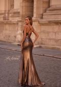 Picture of: Fitted Metallic Jersey Prom Dress with Corset Style Top in Penny , Style 32877, Detail Picture 4