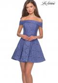 Picture of: Off the Shoulder Lace Fit and Flare Homecoming Dress in Periwinkle, Style: 28122, Main Picture