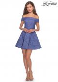 Picture of: Off the Shoulder Lace Fit and Flare Homecoming Dress in Periwinkle, Style: 28122, Detail Picture 3