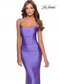 Picture of: Long Ruched Jersey Prom Dress with Thin Straps in Periwinkle, Style: 28398, Main Picture