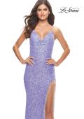 Picture of: Sequin Dress with Stunning Fringe Beaded Slit in Pastels in Periwinkle, Style: 31444, Main Picture