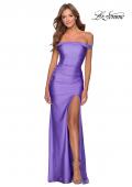 Picture of: Off the Shoulder Prom Dress with Tie Back and Slit in Periwinkle, Style: 28506, Detail Picture 9