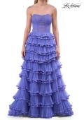 Picture of: Strapless Tiered Ruffle Tulle Gown with Slit in Periwinkle, Style: 33727, Detail Picture 9