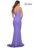 Picture of: Simple Jersey Gown with Flattering Ruching in Periwinkle, Style: 30746, Detail Picture 10