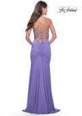 Picture of: Long Jersey Versatile Dress with Ruched Zipper in Periwinkle, Style: 31331, Detail Picture 10