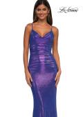 Picture of: Gorgeous Metallic Prom Dress with Ruching and Illusion Back in Periwinkle, Style: 33034, Detail Picture 11