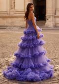 Picture of: Prom Dress with Fabulous Tiered Ruffle Skirt and Strapless Top in Periwinkle , Style 32721, Back Picture