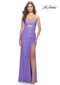 Picture of: Cut Out Soft Jersey Dress with Lace Up Back in Periwinkle, Style: 31264, Detail Picture 1