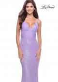 Picture of: Simple Line Sequin Dress with Lace Up Back in Periwinkle, Style: 31362, Detail Picture 1