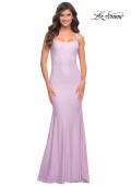 Picture of: Jewel Embellished Long Jersey Gown with Train in Purple, Style: 30563, Detail Picture 2