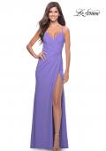 Picture of: Long Jersey Versatile Dress with Ruched Zipper in Periwinkle, Style: 31331, Detail Picture 2
